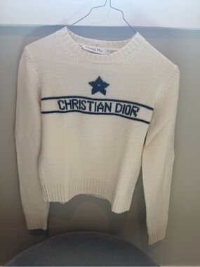 Dior Cream Sweater with Navy Logo Star